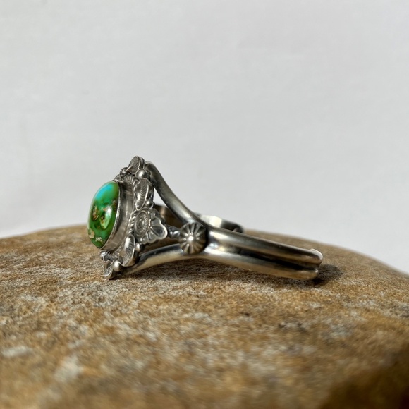 Navajo Sterling Silver Sonoran Gold Turquoise Bracelet Cuff by Robert Shakey - Picture 7 of 11